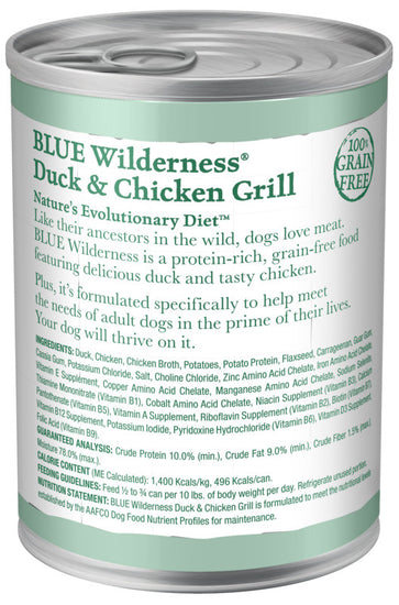 Blue Buffalo Wilderness Grain Free Duck and Chicken Grill Canned Dog Food