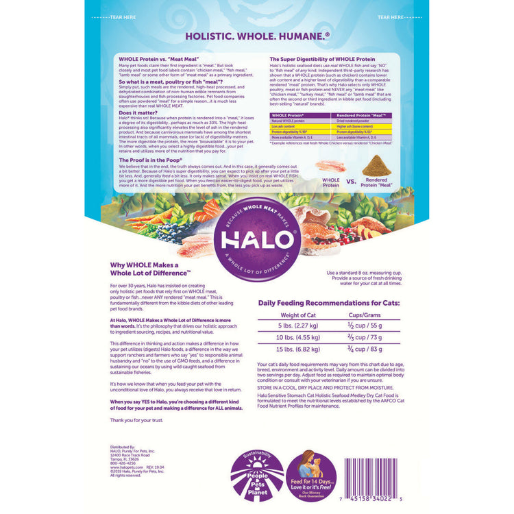Halo Sensitive Stomach Holistic Seafood Medley Dry Cat Food