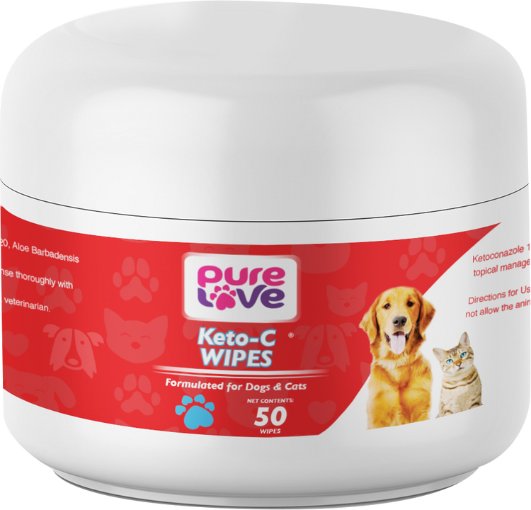 Pure Love Ketoconazole 1%, Chlorhexidine 2% Antiseptic Wipes for Dogs and Cats