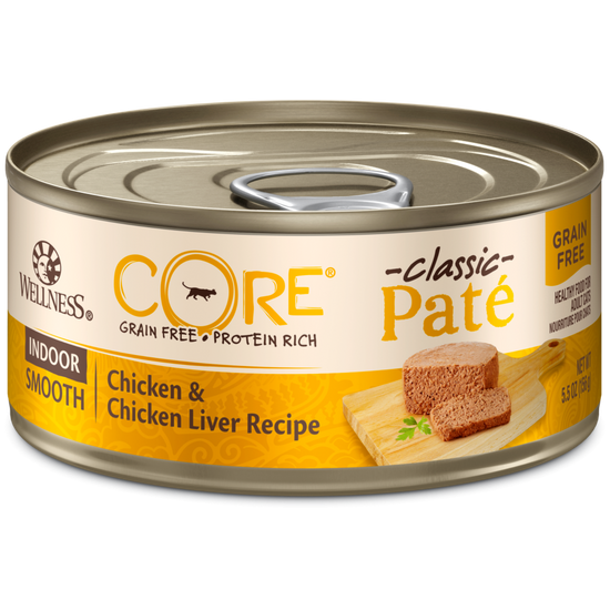 Wellness CORE Natural Grain Free Indoor Chicken and Chicken Liver Smooth Pate Wet Canned Cat Food