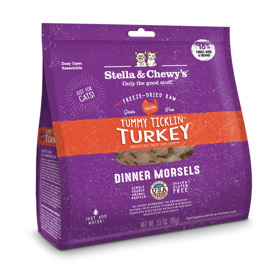 Stella & Chewy's Tummy Ticklin' Turkey Dinner Morsels Grain Free Freeze Dried Raw Cat Food