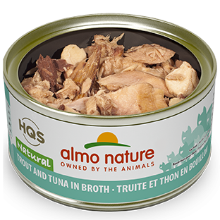 Almo Nature HQS Natural Cat Grain Free Trout and Tuna In Broth Canned Cat Food