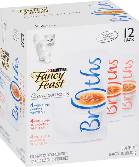 Fancy Feast Classic Collection Broths Variety Pack Supplemental Cat Food Pouches