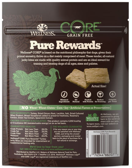 Wellness CORE Natural Grain Free Pure Rewards Turkey Recipe Jerky Bites Dog Treats