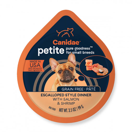 Canidae Grain Free PURE Petite Small Breed Escalloped Style Dinner Pate with Salmon and Shrimp Wet Dog Food