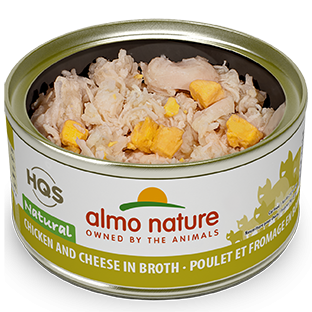 Almo Nature HQS Natural Cat Grain Free Chicken and Cheese In Broth Canned Cat Food
