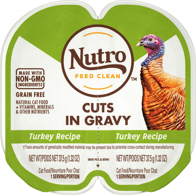 Nutro Perfect Portions Grain Free Cuts In Gravy Real Turkey Recipe Wet Cat Food Trays