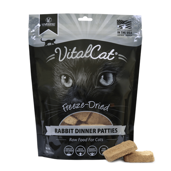 Vital Essential Grain Free Rabbit Dinner Patties Freeze Dried Raw Food for Cats