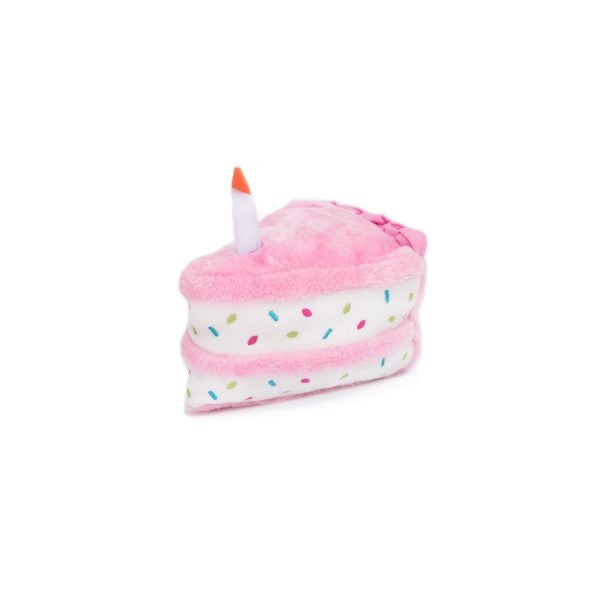 ZippyPaws NomNomz Plush Pink Birthday Cake Dog Toy