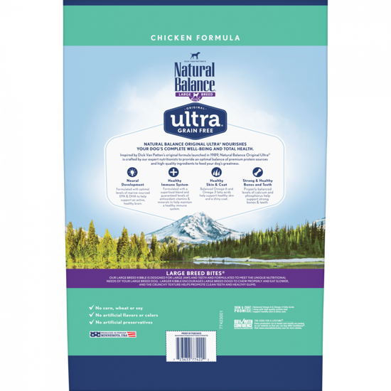 Natural Balance Original Ultra Grain Free Large Breed Bites Chicken Recipe Dry Dog Food