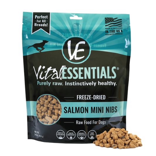 Vital Essentials Freeze Dried Grain Free Salmon Mini Nibs Entree for Dogs Food