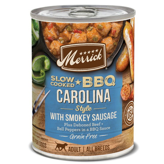 Merrick Grain Free Slow Cooked BBQ Carolina Style Sausage Recipe Canned Dog Food