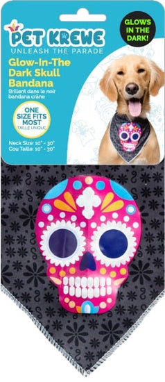 Pet Krewe Glow In The Dark Skull Bandana Costume for Cats & Dogs