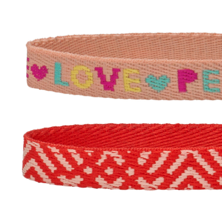 Blueberry Pet Love Peace Theme and Salmon Pink Geometry Adjustable Breakaway Cat Collar with Bell, 2 pack