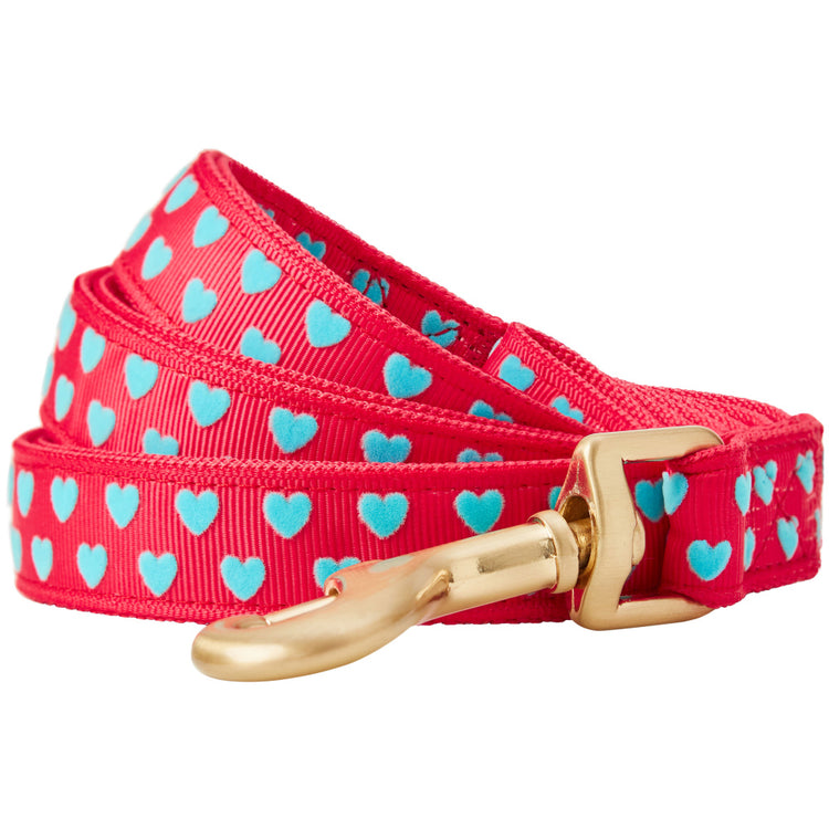 Blueberry Pet Velvety Heart Flocking Dog Leash in Lust Red