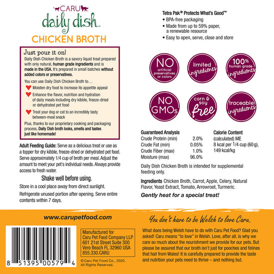 Caru Daily Dish Chicken Broth for Dogs & Cats