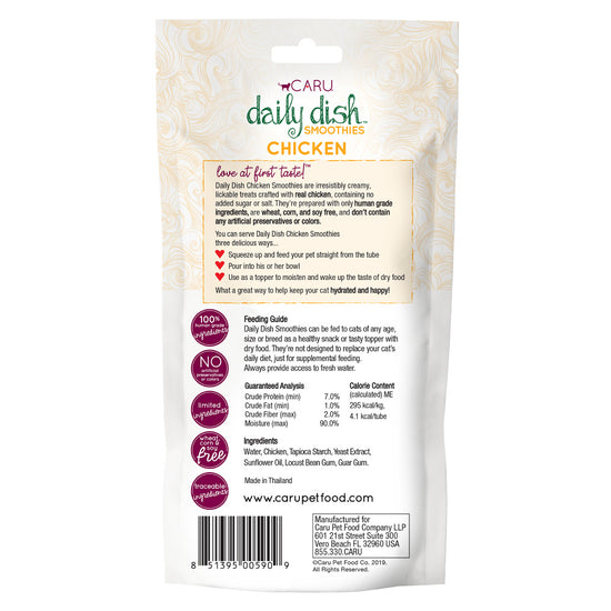 Caru Daily Dish Smoothie Chicken Flavor Lickable Treat for Cats