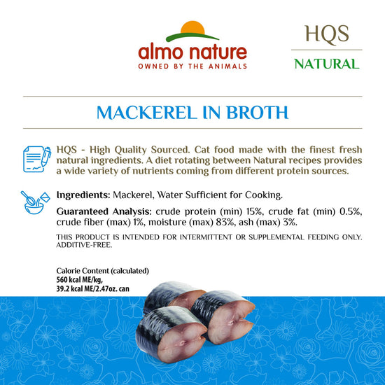Almo Nature HQS Natural Cat Grain Free Additive Free Mackerel Canned Cat Food