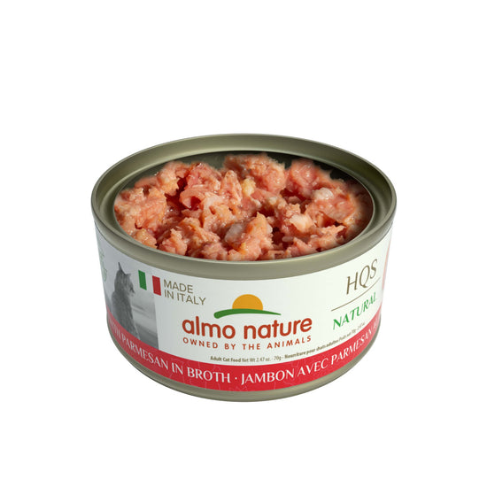 Almo Nature HQS Natural Cat Grain Free Ham with Parmesan In Broth Canned Cat Food