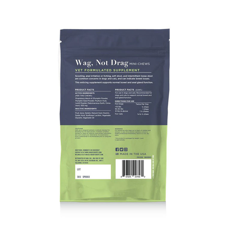 Side By Side Wag Not Drag Supplement for Anal Gland & Bowel Support Chews Dog Supplements