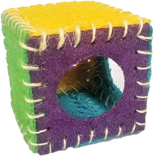 A & E Nibbles Loofah Cube Small Animal Toy
