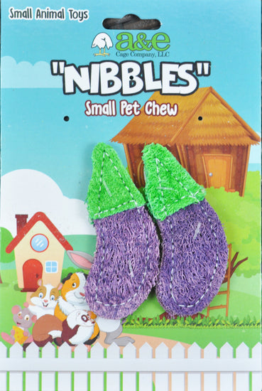 A & E Nibbles Loofah Eggplant Small Animal Toy