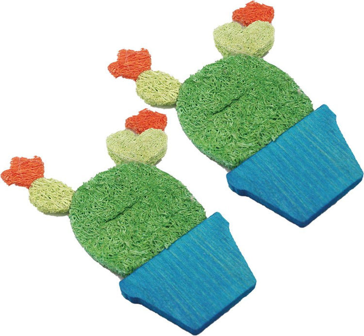 A & E Nibbles Loofah Potted Cactus Small Animal Toy