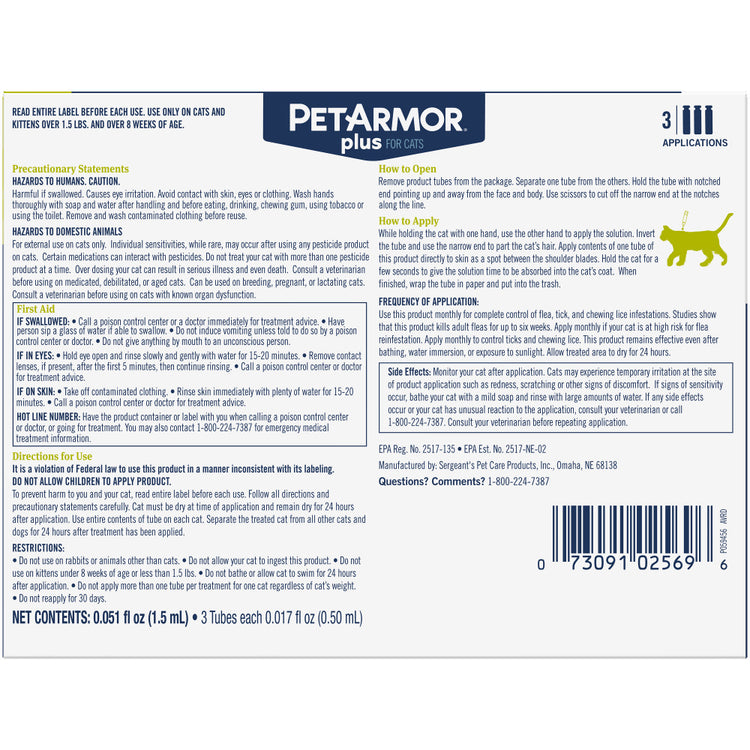 PetArmor Plus Flea & Tick Treatment for Cats over 1.5 lbs
