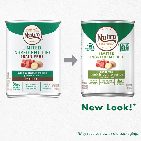 Nutro Limited Ingredient Diet Adult Canned Soft Premium Loaf Lamb & Potato Recipe Wet Dog Food