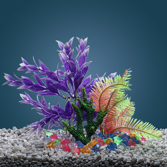 GloFish Plant Medium Purple & White Tank Accessory