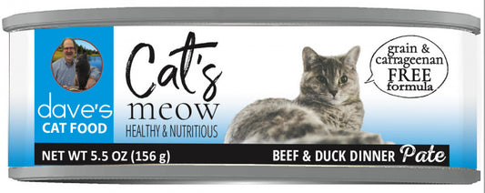 Dave's Pet Food Grain Free Cats Meow Beef with Duck Canned Cat Food