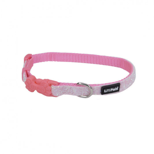 Coastal Pet Products Lil Pals Adjustable Dog Collar with Glitter Overlay Pink Sparkles
