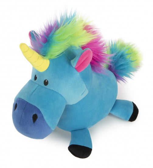 Go Dog Unicorns with Chew Guard Technology Durable Plush Dog Toy with Squeaker Blue