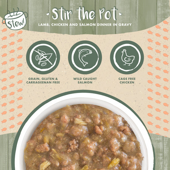 Weruva Classic Cat Stews! Stir the Pot with Lamb Chicken & Salmon in Gravy Canned Cat Food