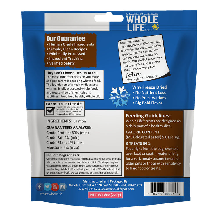 Whole Life Pet Just One Ingredient Freeze Dried Wild Salmon Treats Value Pack for Dogs & Cats