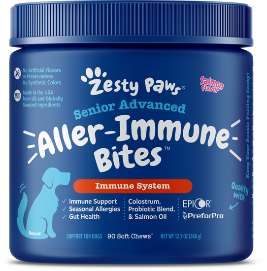 Zesty Paws Advanced Aller-Immune Bites For Seasonal Allergies   Immune Support & Gut Health for Senior & Adult Dogs
